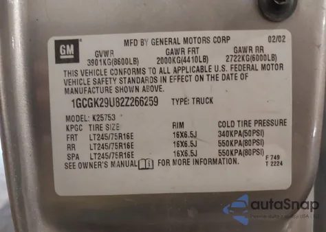 2002 Chevrolet Silverado 2500 Ls from USA, damaged, VIN 1GCGK29U82Z266259